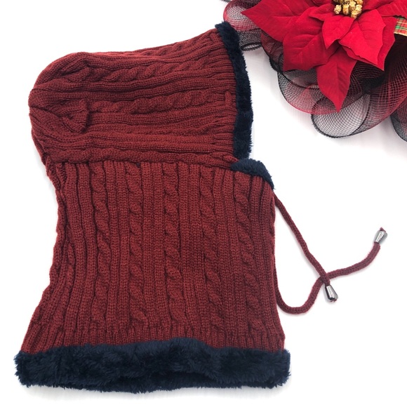 New Winter Unisex Knitted Hoodies Scarf with fur - Picture 3 of 11